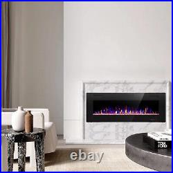 50'' Ultra-Thin Electric Fireplace Wall-Mounted & Recessed Fireplace Heater