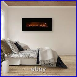 50 Wall Mounted Electric Fireplace Adjustable LED Flames Remote Timer Bottom