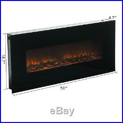 50 Wall Mounted Insert Electric Fireplace Heater 3D Flame Log