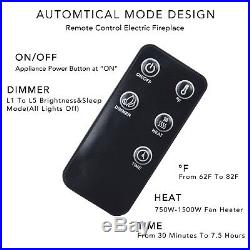 50 Wall Mounted Insert Electric Fireplace Heater 3D Flame Log with Remote Control