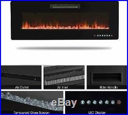 50 Wall Mounted Insert Electric Fireplace Heater LED Flame with Remote Control
