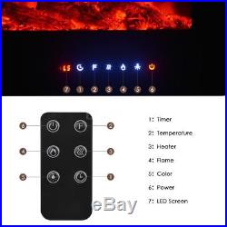 50 Wall Mounted Insert Heat Electric Fireplace Black 3D Flame Logs Heater Q3V1