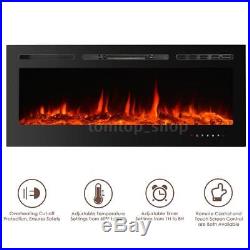50 Wall Mounted Insert Heat Electric Fireplace Black 3D Flame Logs Heater T2F4