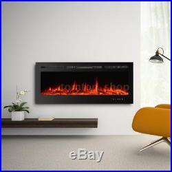 50 Wall Mounted Insert Heat Electric Fireplace Black 3D Flame Logs Heater T2F4
