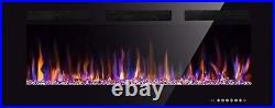 50'' Wall Mounted Recessed Electric Fireplace Insert, Touch Screen, Remote