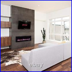 50'' Wall Mounted Recessed Electric Fireplace Insert, Touch Screen, Remote