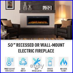 50 inch Electric Fireplace Insert Recessed Wall Mounted Embedded Space Heater