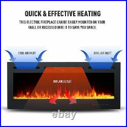 50 inch Electric Fireplace Insert Recessed or Wall Mounted Embedded Space Heater