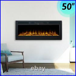 50 inch Electric Heater Recessed Wall Mounted Fireplace Insert Remote Controls