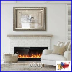 50 inch Recessed Electric Insert Wall Mounted Fireplace with Adjustable Brightne