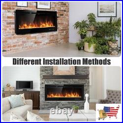 50 inch Recessed Electric Insert Wall Mounted Fireplace with Adjustable Brightne