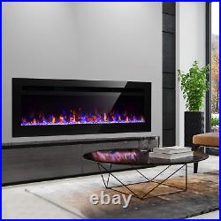 50 inch Recessed or Wall Mounted Electric Fireplace Insert with Remote Control