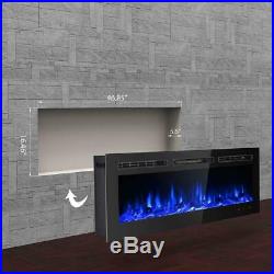 50in Fireplace Electric Embedded Insert Heater Glass Log Flame Remote 9 Color