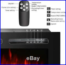 50in Fireplace Electric Embedded Insert Heater Glass Log Flame Remote 9 Color