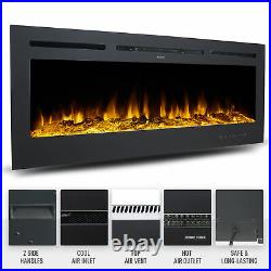 50in Recessed or Wall Mounted Electric Fireplace Insert w Remote 750W 1500W