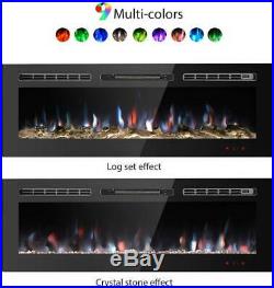 50inch Embedded Electric Fireplace Insert Heater Remote Control Multicolor Flame