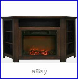 56 In. Electric Corner Fireplace in Walnut with 1500W Fireplace Insert