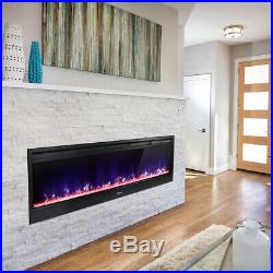 58 Electric Fireplace Heat Insert Wall Heater Adjust 3D Crystal Flame +Remote