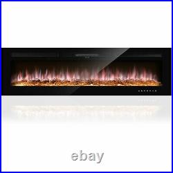 60 1500W Electric Fireplace Recessed / Wall Mount Insert Heater Multi Flames US