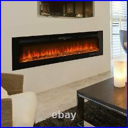 60/50/36''Electric Fireplace Insert Wall Mounted Heater with Log&Crystal Insert US