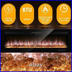 60/50/36''Electric Fireplace Insert Wall Mounted Heater with Log&Crystal Insert US