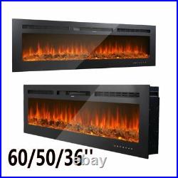 60/50/36'' Electric Fireplace Wall Mounted Insert Heater withTouch Screen & Remote