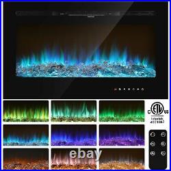 60/50/36'' Electric Fireplace Wall Mounted Insert Heater withTouch Screen & Remote