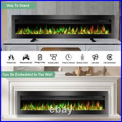 60 Electric Fireplace Insert Electric Stove Heater with Remote Living Room