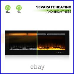 60 Electric Fireplace Insert Space Heater Realistic Wood Burning Flame withRemote