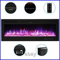 60'' Electric Fireplace Insert Wall Mounted Electric Heater Touch Screen 1500W
