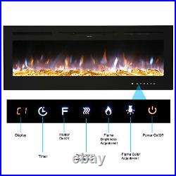 60'' Electric Fireplace Insert Wall Mounted Electric Heater Touch Screen 1500W