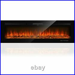 60''Electric Fireplace Insert Wall Mounted Electric Heater Touch Screen 1500W US