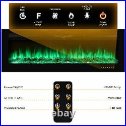60 Electric Fireplace Insert Wall Mounted Heater withTouch Screen and Remote US