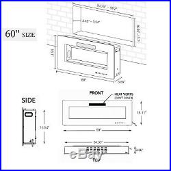 60 Electric Fireplace Insert, Wall Mounted/In Wall 3.86 Ultra Thin 750/1500W