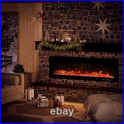 60 Electric Fireplace Inserts Wall Mounted Fireplace with3D Flame Remote Control