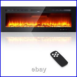 60 Electric Fireplace Wall Mounted & Recessed Ultra Thin Fireplace Heater 1500W