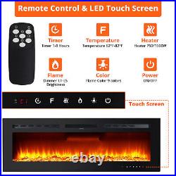 60 Electric Fireplace Wall Mounted & Recessed Ultra Thin Fireplace Heater 1500W