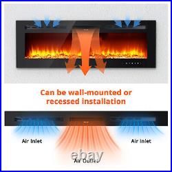 60 Electric Fireplace Wall Mounted & Recessed Ultra Thin Fireplace Heater 1500W