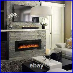 60'' Electric Fireplace insert Recessed&Wall-Mounted Heater Room Decor Remote