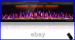 60 Inch Fireplace Recessed, Insert and Wall Mounted Slim Electric Fireplace with