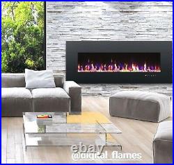 60 Inch Led Digital Flames Black Insert Wall Mounted Electric Fire 2021
