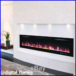 60 Inch Led'digital Flames' White Black Insert Wall Mounted Electric Fire 2020