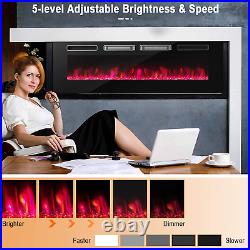 60 Inches Electric Fireplace Insert, 3.19 Inches Ultra Thin Recessed & Wall Moun