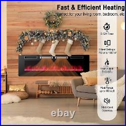 60 Inches Electric Fireplace Insert, 3.19 Inches Ultra Thin Recessed & Wall Moun