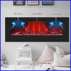 60 Inches Electric Fireplace Inserts, Recessed and Wall Mounted Fireplace Heater