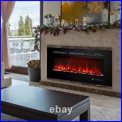 60 Inches Electric Fireplace Inserts, Recessed and Wall Mounted Fireplace Heater