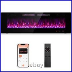 60 Inches Ultra-Thin Electric Fireplace Wall-Mounted & Recessed Fireplace Heater