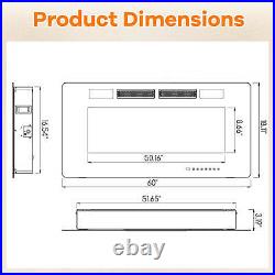 60 Inches Ultra-Thin Electric Fireplace Wall-Mounted & Recessed Fireplace Heater