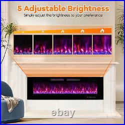 60 Inches Ultra-Thin Electric Fireplace Wall-Mounted & Recessed Fireplace Heater