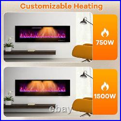 60 Inches Ultra-Thin Electric Fireplace Wall-Mounted & Recessed Fireplace Heater